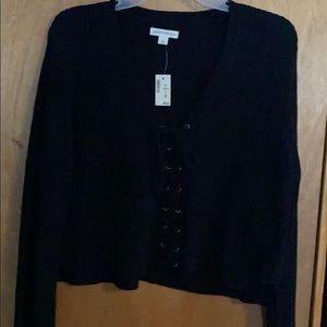 Aeropostale tie front v neck sweater